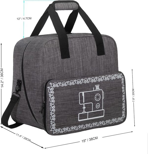 Haroranax Étui de transport universel pour machine à coudre, sac fourre-tout en tissu Oxford imperméable avec bandoulière réglable et plusieurs poches | Organiseur de rangement portable pour la