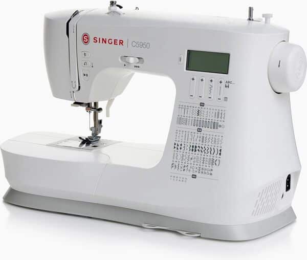 SINGER C5955 - Machine à coudre électronique professionnelle et machine à coudre avec 200 points, 8 œillets, enfile-aiguille automatique, écran LCD, 2 LED, 8 pieds pour couture créative, cuir et