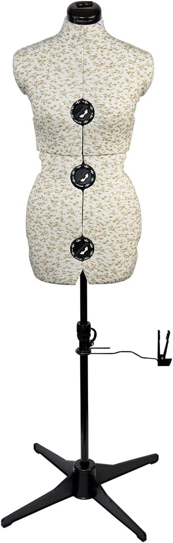 Sewing Online Mannequin Couture Réglable, Motif à Sucre Ditsy Beige | Petite (S) [Taille EUR 38 à 44]