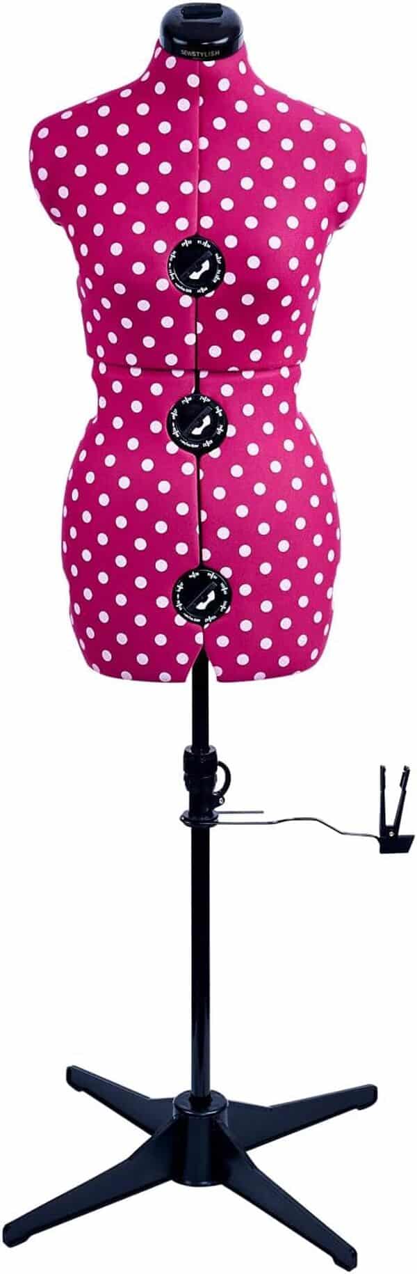Mannequin Couture Réglable, Motif à Pois Cerise 8-Partie | Petite (S) [Taille EUR 38 à 44]