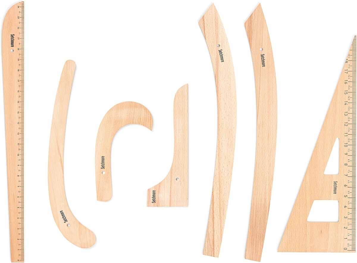 Test des règles de couture Setchmore en bois de hêtre : lot de 7 outils modulables