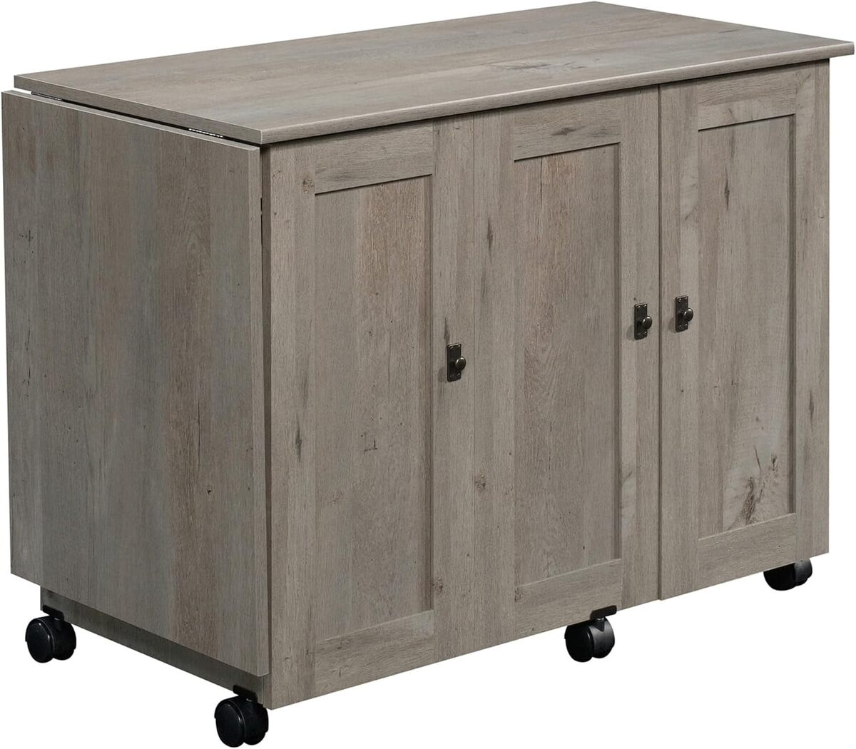 Test du chariot de rangement Sauder Craft : table à coudre roulante en chêne mystique