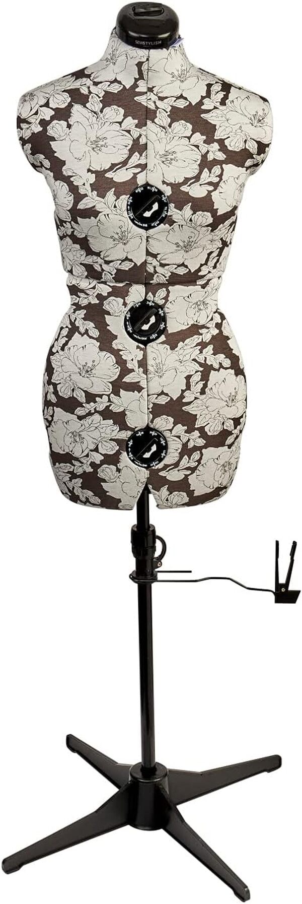 Mannequin Couture Réglable, Motif à Hollyhock Gris | Petite (S) [Taille EUR 38 à 44]