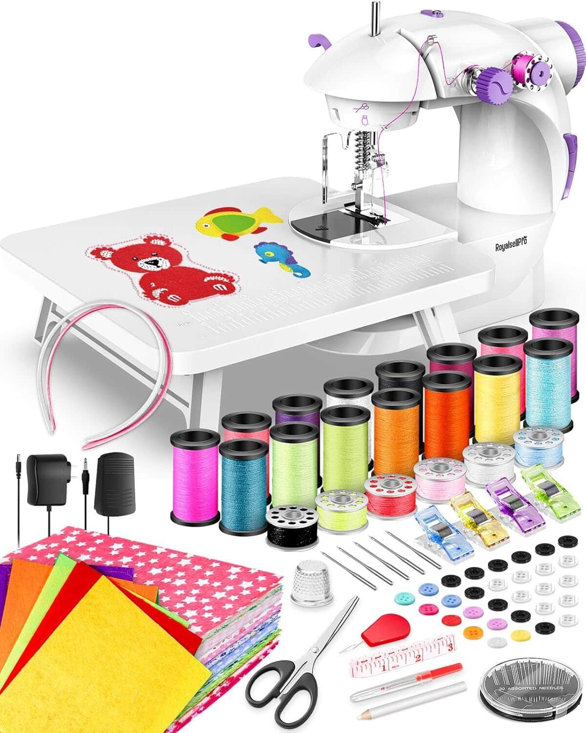 Test de la mini machine à coudre portable à double vitesse avec kit de 118 pièces