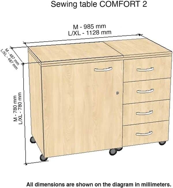 Comfort 2 | Table pour Machine à Coudre | (Beech Ellmau, M (Air-Lifter to 10kg))