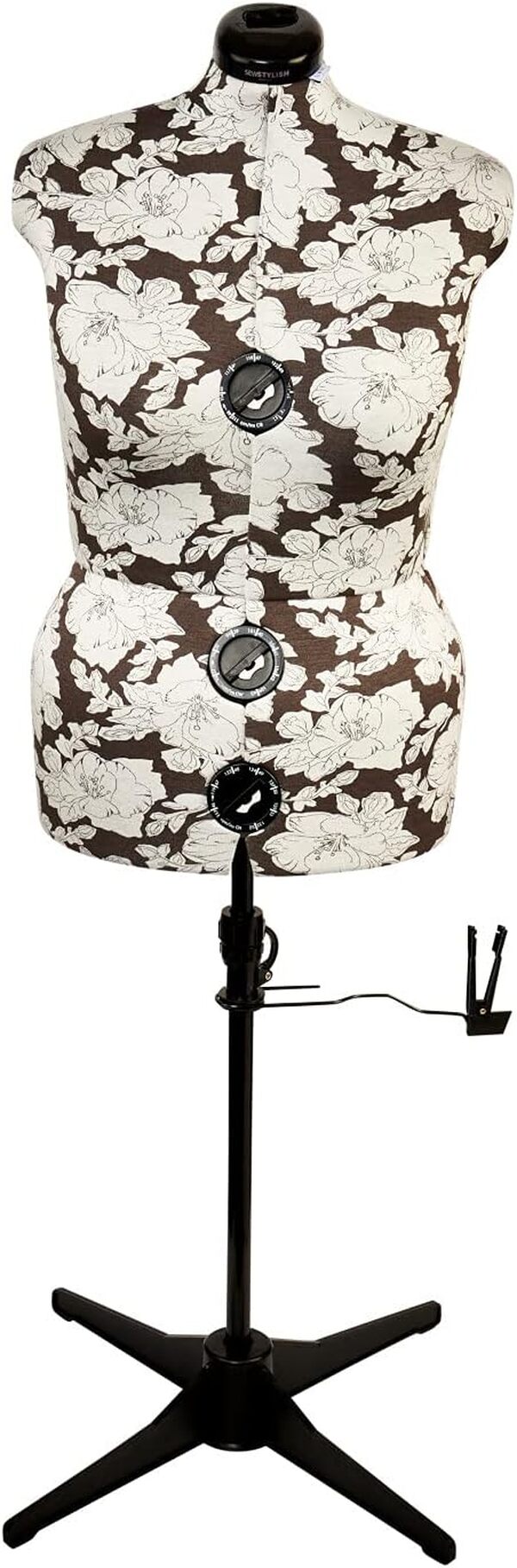 Sewing Online Mannequin Couture Réglable, Motif à Hollyhock Gris | Grande (L) [Taille EUR 48 à 50]
