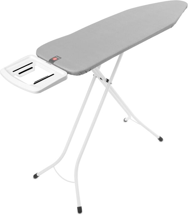 Table à Repasser Brabantia Taille B, 124 x 38 cm – Metallised | 100% Coton Fairtrade | Structure Stable Anti-vacillement | Pliable, Hauteur réglable et Repose-Fer Fixe | Certifiée Fairtrade et C2C