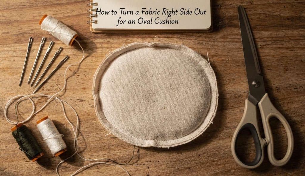 Comment retourner un tissu sur l'endroit pour un coussin ovale ?