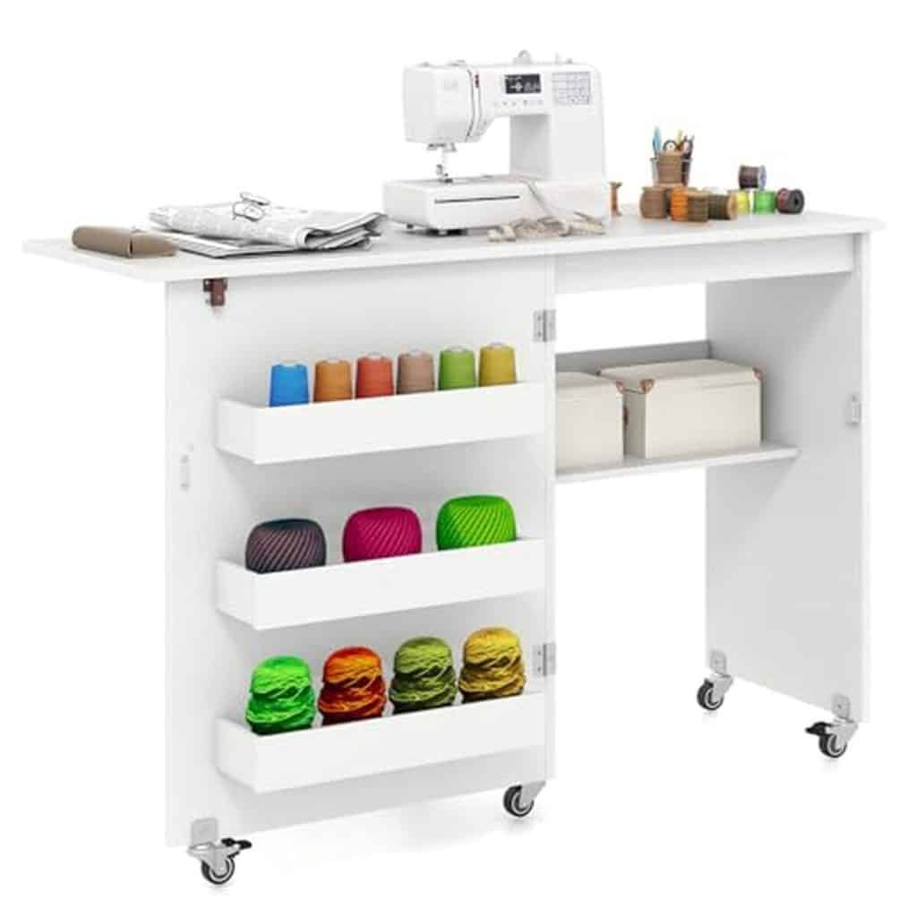 Test : table de couture pliable Lifezeal avec étagères et roulettes