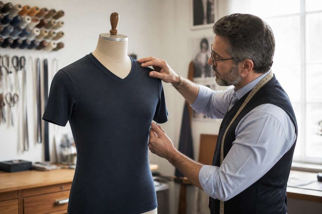 Comment ajuster un t-shirt droit pour une morphologie en V ?