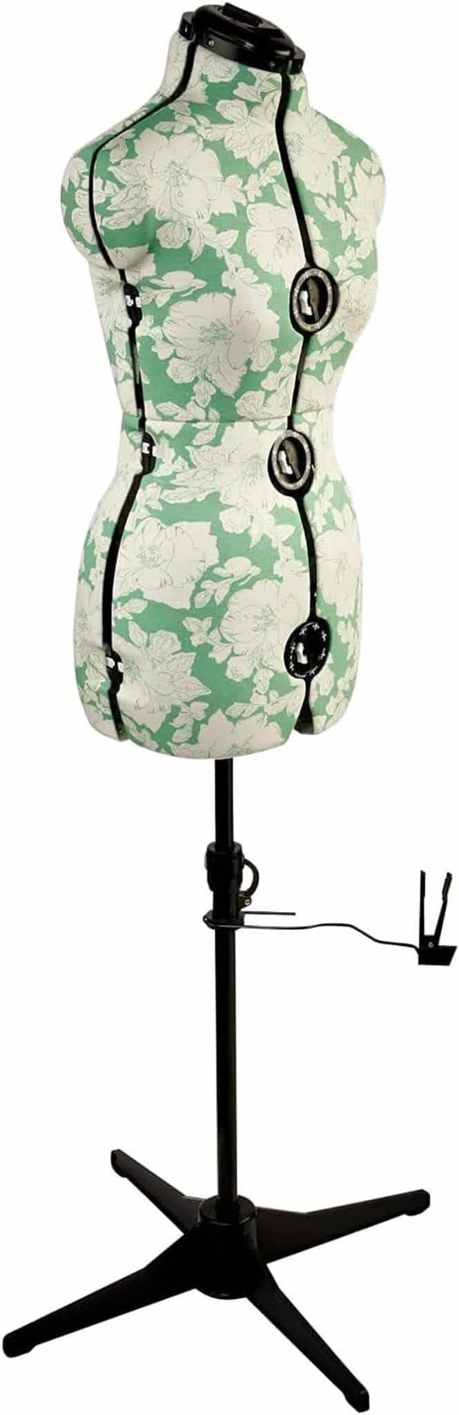 Test du mannequin couture réglable motif hollyhock verte petite (S)