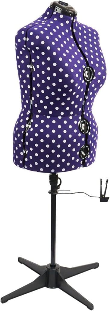 Test du mannequin couture réglable violet, motif à pois (L)