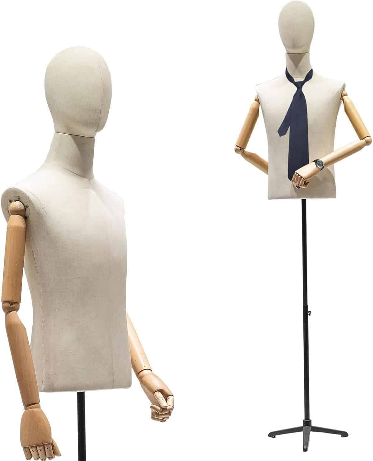 Avis mannequin homme bois massif réglable, hauteur 134, 6-193 cm