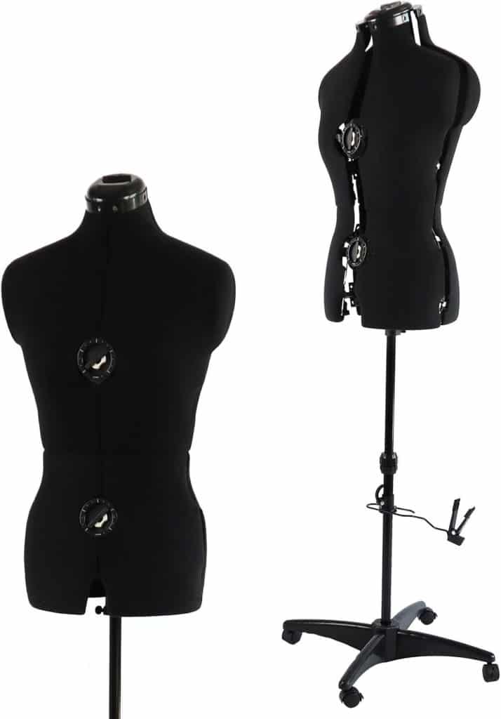 Test : mannequin ajustable PDM worldwide Black dress form, taille 6-14, pour couture et exposition