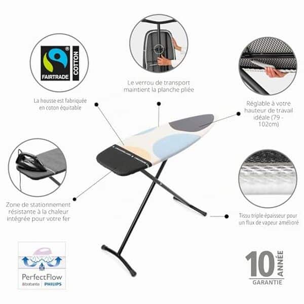 Découvrez notre test détaillé de la table à repasser Brabantia Spring bubbles taille D : caractéristiques, avantages et inconvénients pour bien choisir votre équipement de repassage.