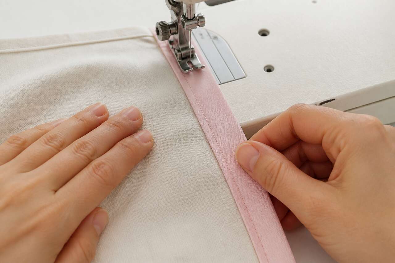 Premi&egrave;re couture : fixer le biais avec une marge constante